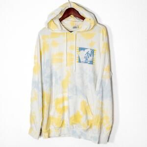 MTV Graphic Hoodie Yellow Blue Tie Dye Size L Retro 80s